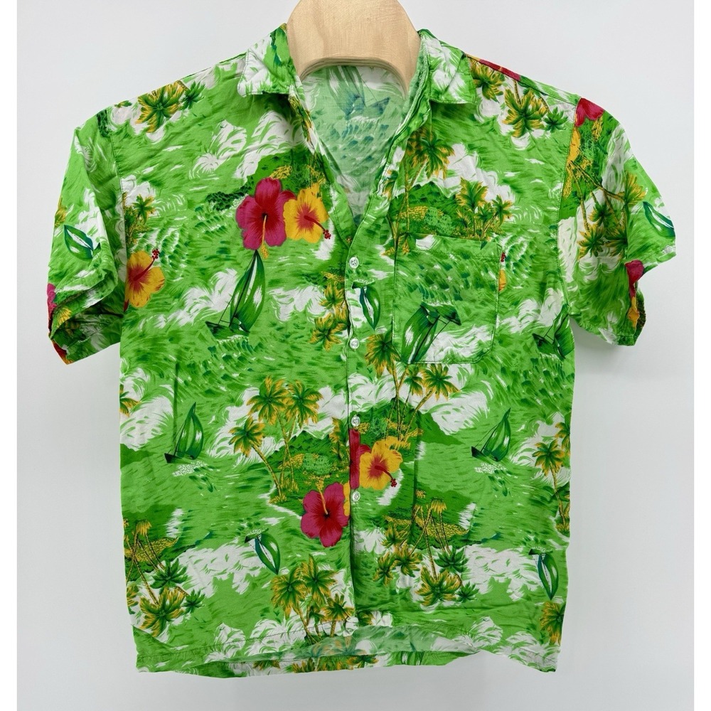 Beachwear Hawaiian Shirt Men's Size L 100% Rayon Floral Tropical Beach Aloha
